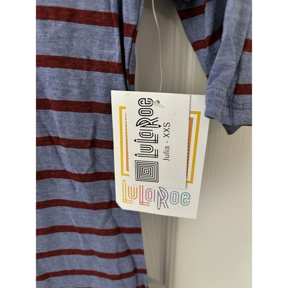 LuLaRoe Womens Dress Size XXS Julia Multi-Color Striped Dress - Picture 2 of 4